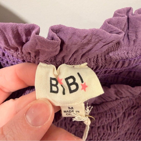 BiBi Purple Smocked Ruffle Tank Top - Picture 4 of 5